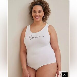 Torrid | 2X | Women’s Graphic Foxy Crew Neck Bodysuit - Love White